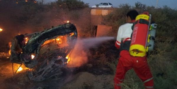 حریق خودروی سمند در بندرگز حادثه آفرید