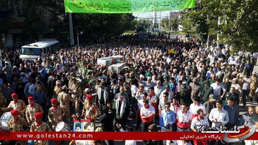  پیکر دو شهید غواص گمنام در اینچه برون تشییع شد